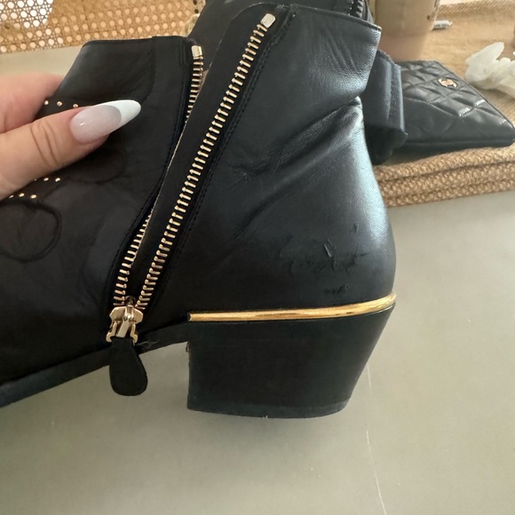 Chloe Susanna Studded Leather Ankle Boots in black and gold. - Picture 8 of 13